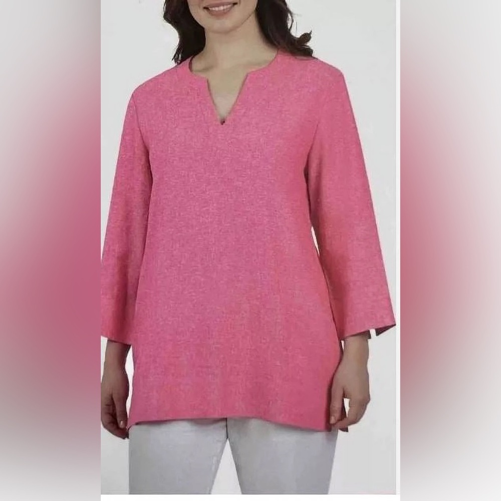 Land’s End | Pink Linen Blend Women's Tunic Top